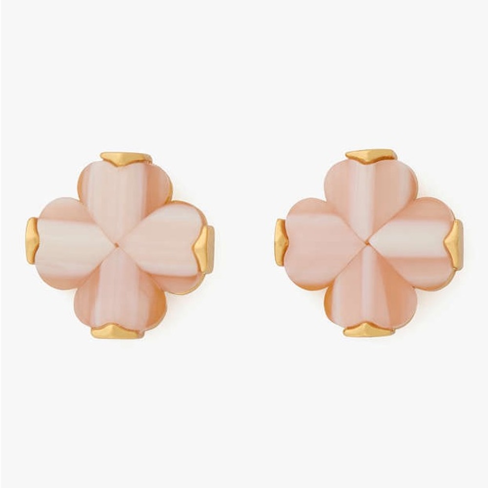 NWT Kate Spade Spade Flower Studs, Elegant Gold Tone & Pink Floral Earrings